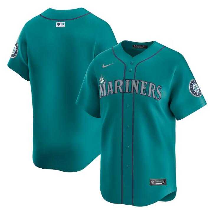Men%27s Seattle Mariners Blank Aqua Alternate Limited Stitched jersey Dzhi